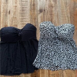 Merona target Black and white Strapless swim tops set of 2 euc